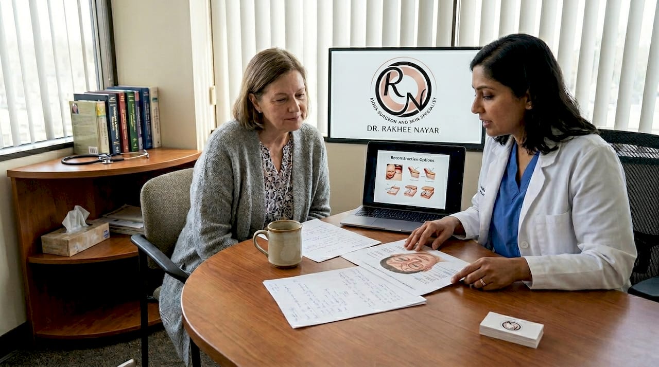 Patient and surgeon discuss reconstruction options