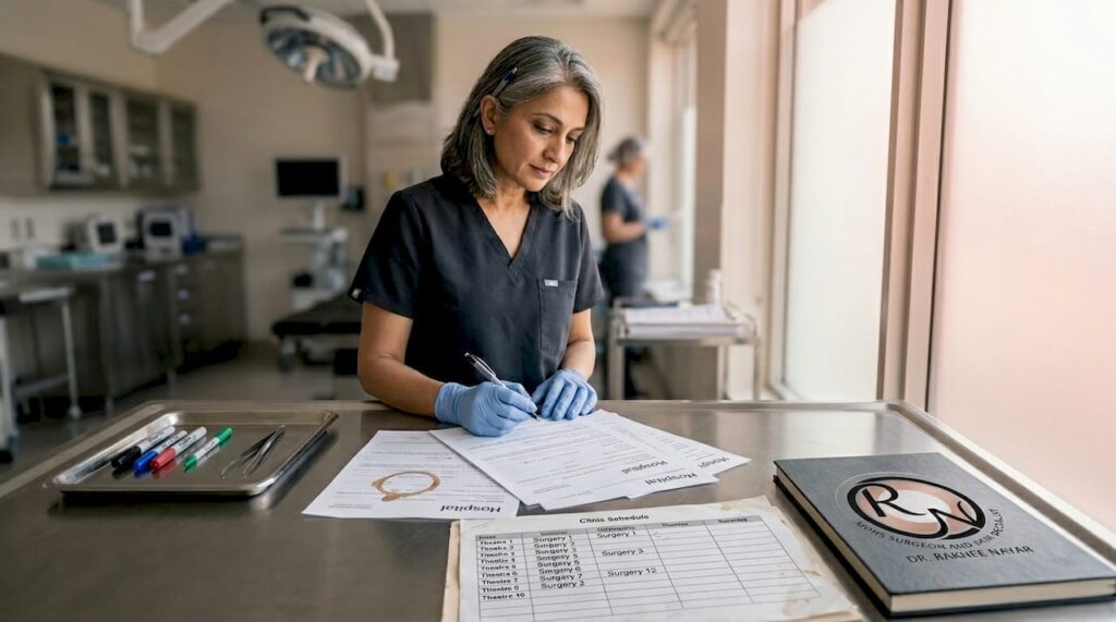Dermatologist preparing for Mohs surgery