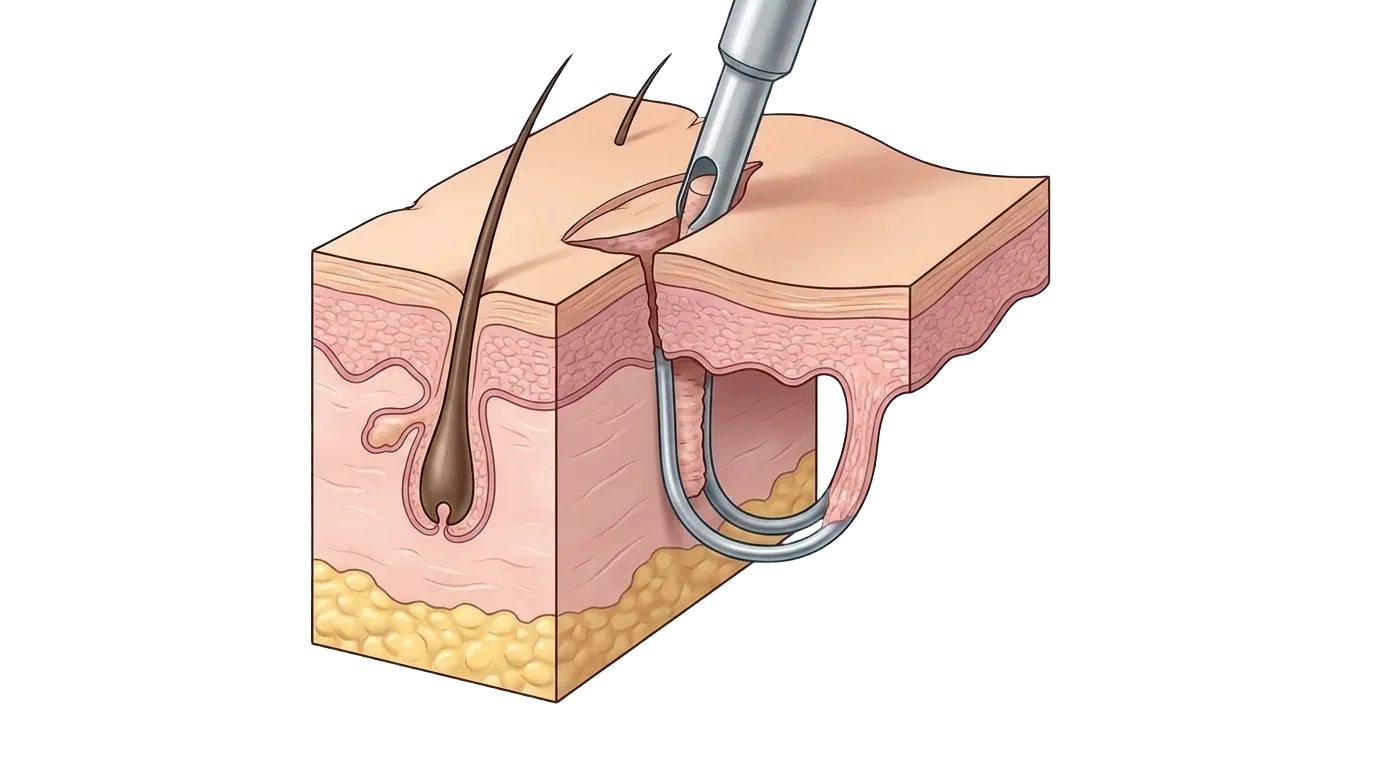 Illustration of a local flap repair after skin cancer removal