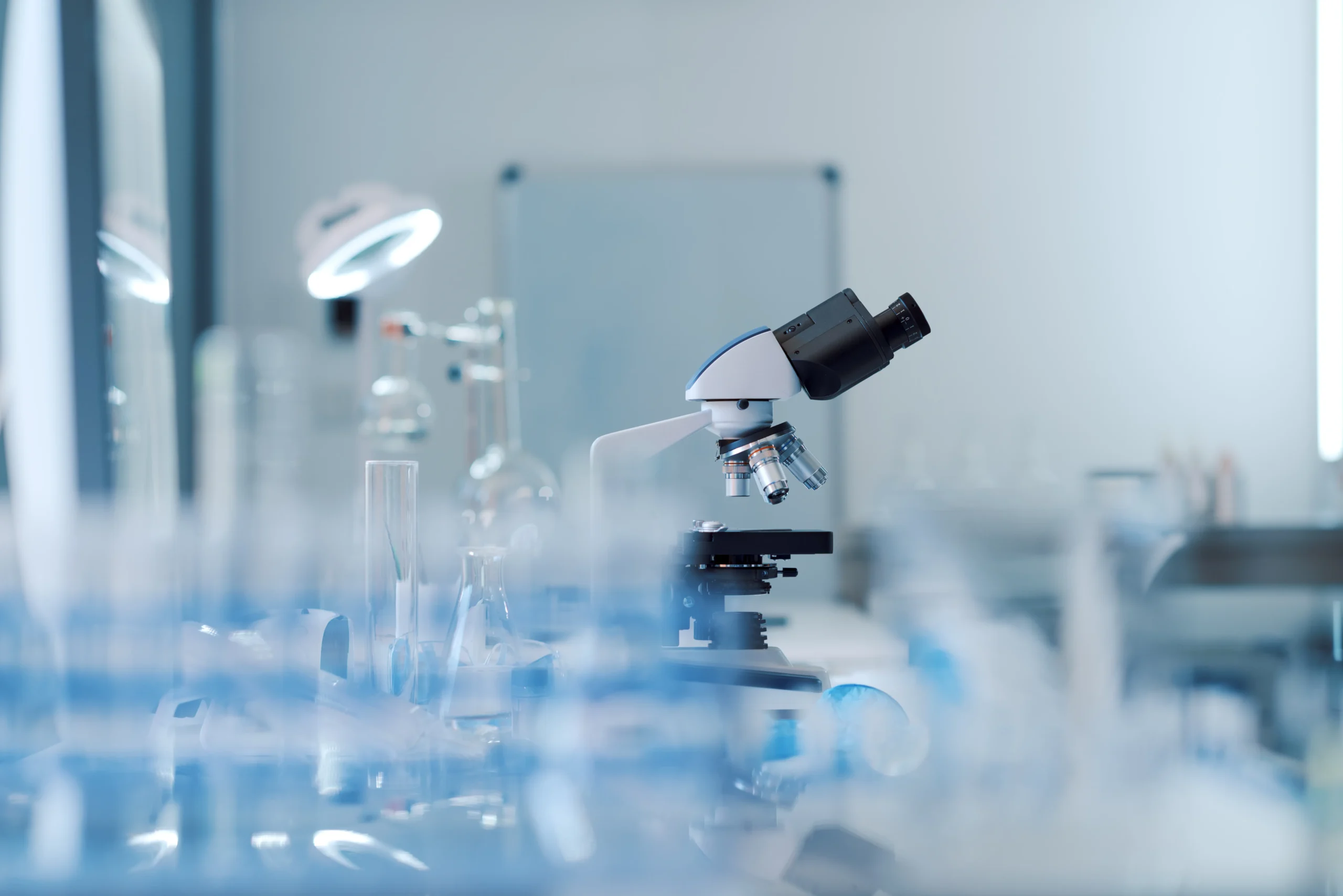 Microscope and laboratory equipment used to examine tissue