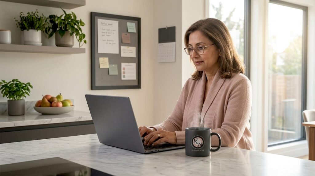 Woman emailing GP about Mohs referral