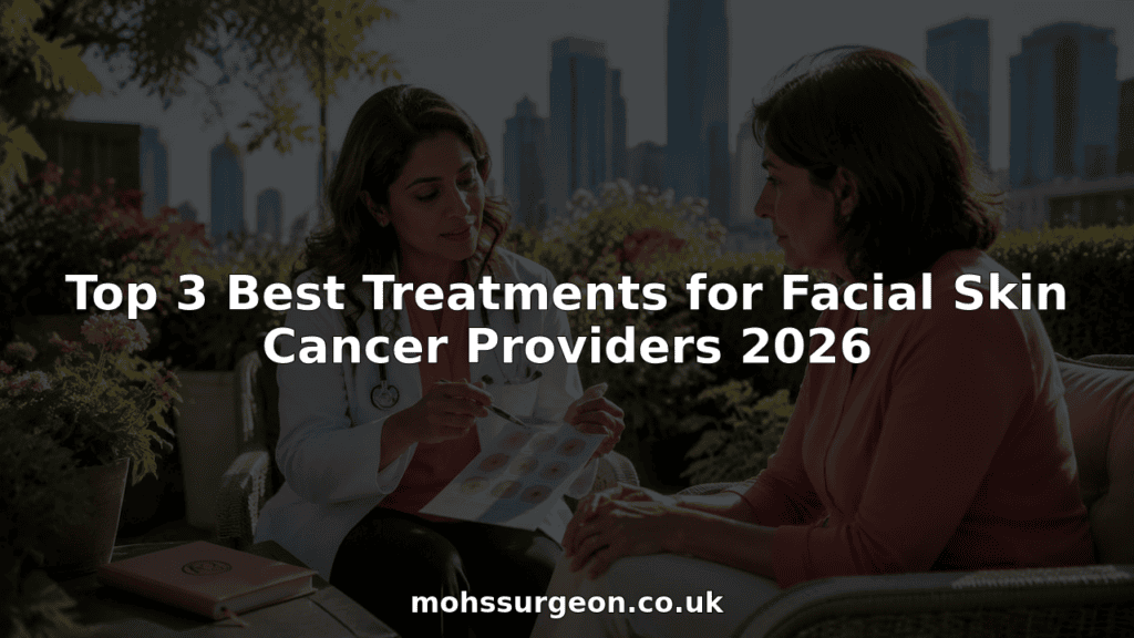 Dermatologist consulting patient about facial skin cancer treatment