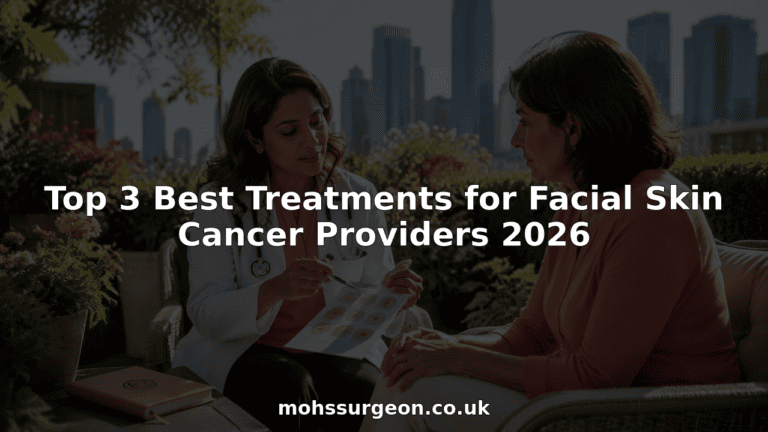 Dermatologist consulting patient about facial skin cancer treatment